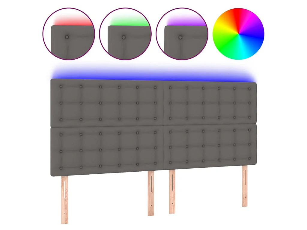 Testiera | Testata del letto a LED Grigio 160x5x118/128cm in Similpelle