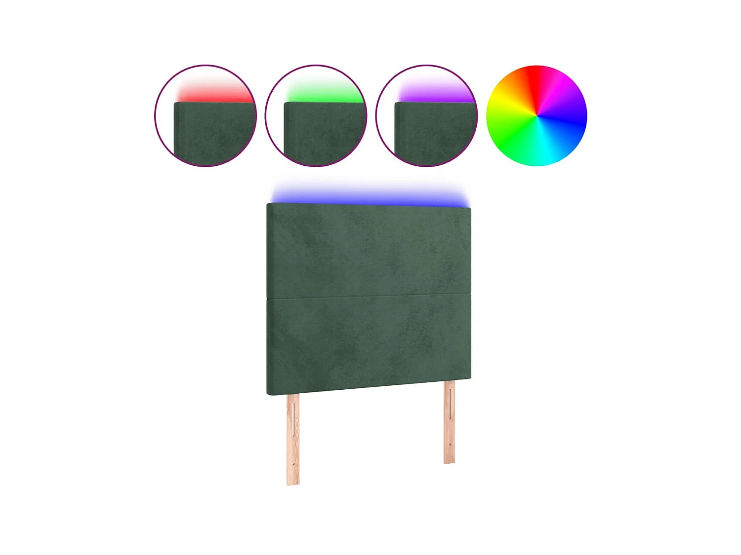 Tête de lit à LED Vert foncé 80x5x118/128 cm Velours POI24037 BonneVie Meuble