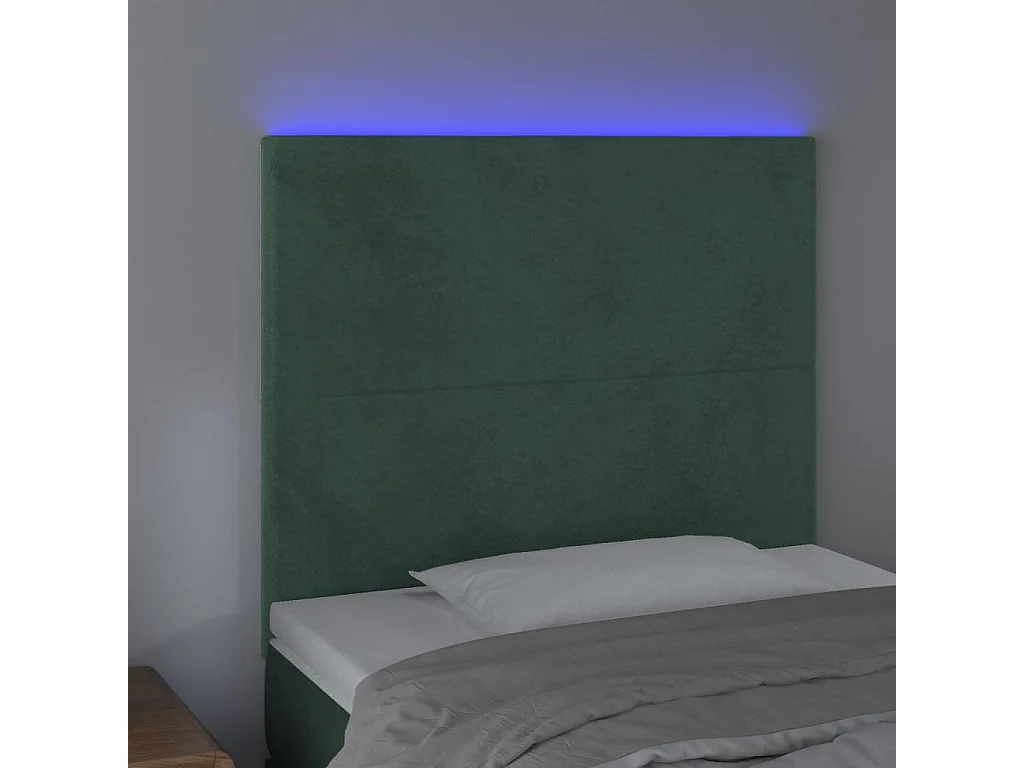 Tête de lit à LED Vert foncé 80x5x118/128 cm Velours POI24037 BonneVie Meuble