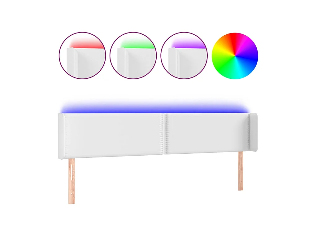 Tête de lit à LED Blanc 183x16x78/88 cm Similicuir POI44855 BonneVie Meuble
