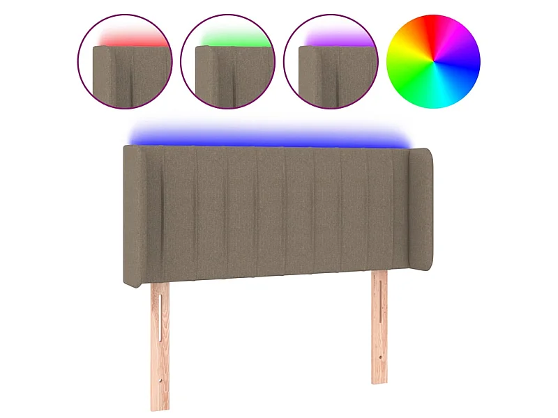 Testiera a LED Tortora 93x16x78/88 cm in Tessuto CFW183943