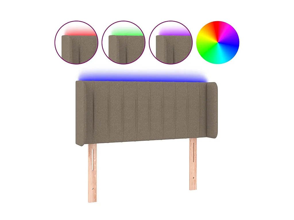 Tête de lit à LED Taupe 93x16x78/88 cm Tissu POI28037 BonneVie Meuble