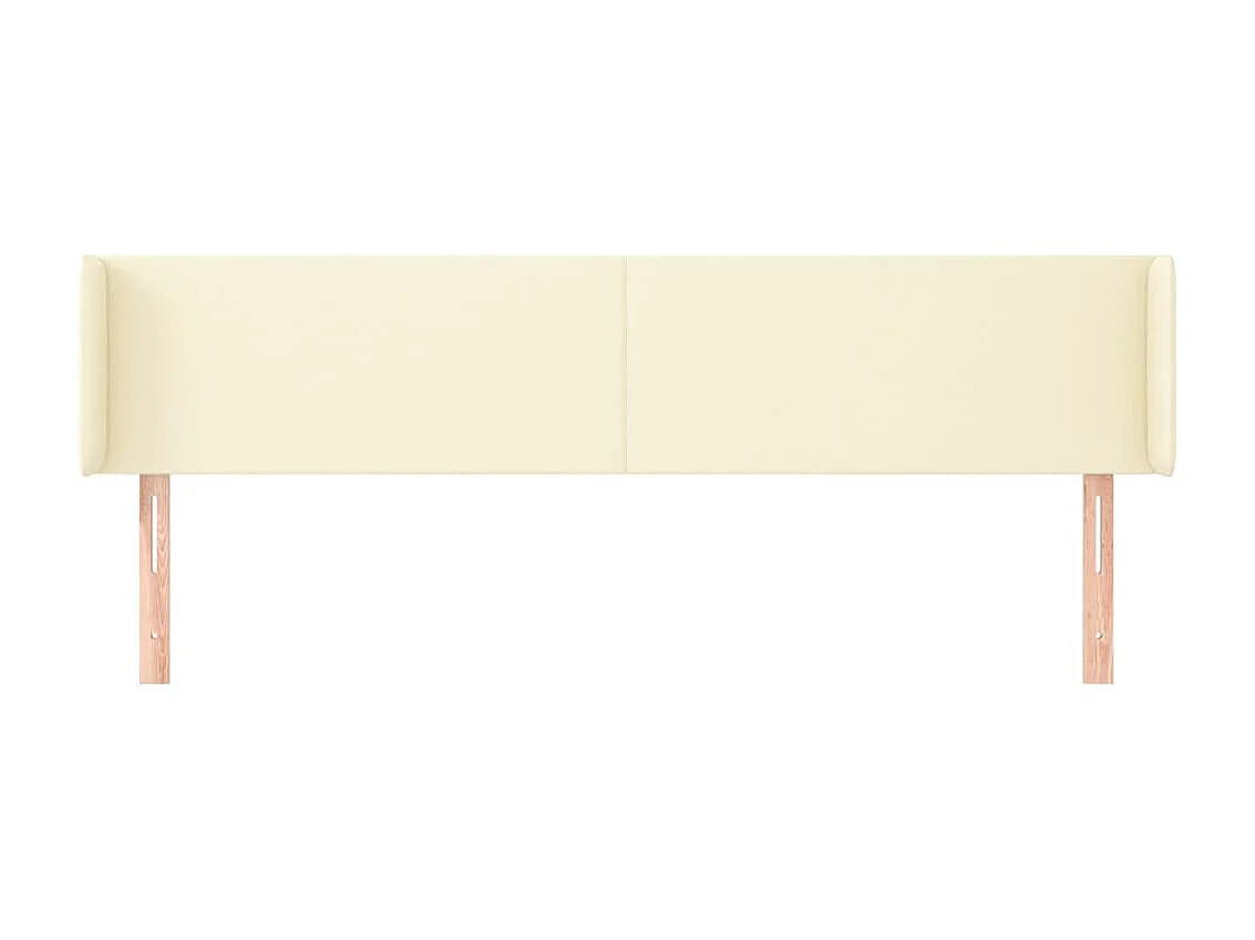 Cabeceira de cama c/ abas couro artificial 163x16x78/88cm creme PT108671