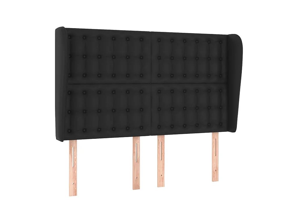 Tête de lit avec oreilles Noir 147x23x118/128 cm Similicuir POI31158 BonneVie Meuble