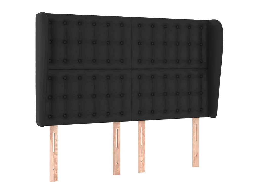 Tête de lit avec oreilles Noir 147x23x118/128 cm Similicuir POI31158 BonneVie Meuble