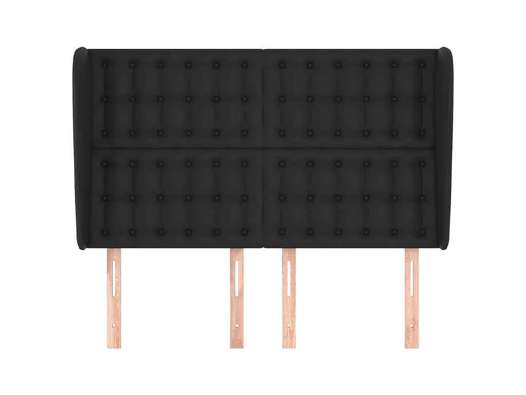 Tête de lit avec oreilles Noir 147x23x118/128 cm Similicuir POI31158 BonneVie Meuble