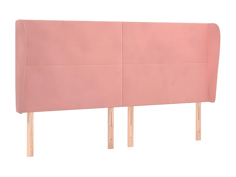 Tête de lit avec oreilles Rose 163x23x118/128 cm Velours POI53617 BonneVie Meuble