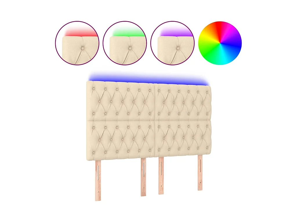Tête de lit à LED Crème 160x7x118/128 cm Tissu POI25589 BonneVie Meuble