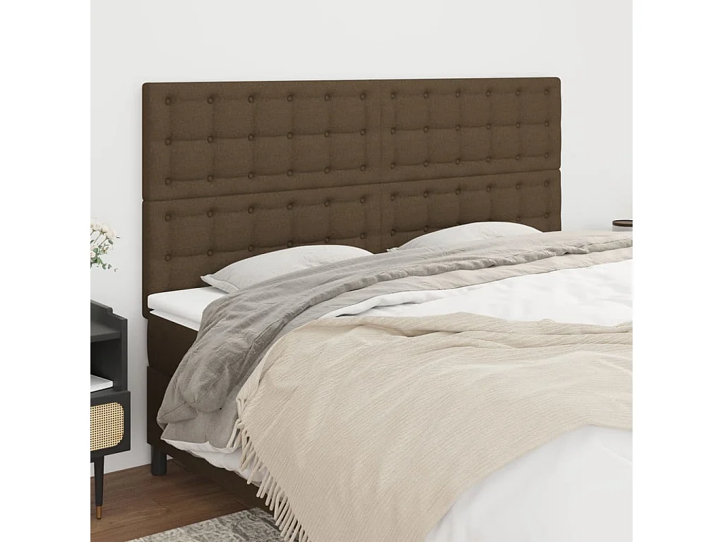 Têtes de lit 4 pcs Marron Foncé 90x5x78/88 cm Tissu POI81379 BonneVie Meuble