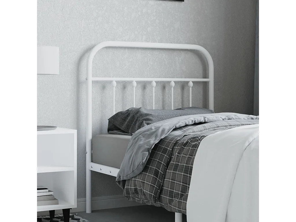 Tête de lit métal blanc 80 cm POI47203 BonneVie Meuble