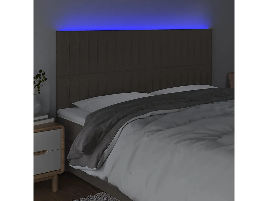 Tête de lit à LED Taupe 180x5x118/128 cm Tissu POI84770 BonneVie Meuble