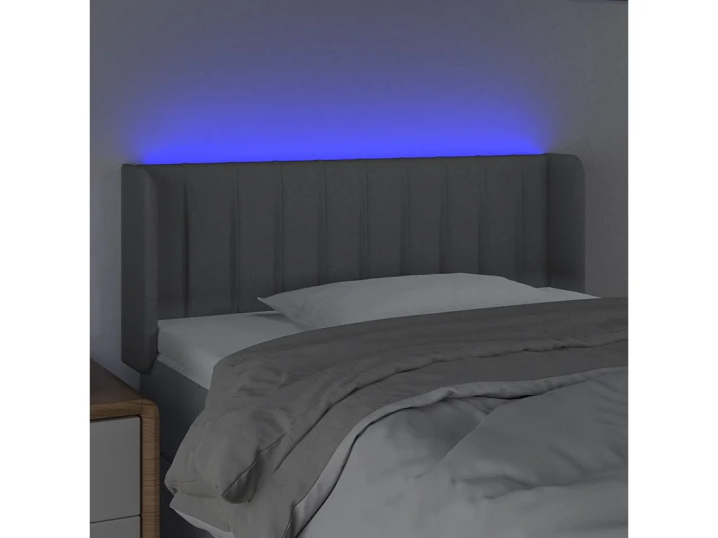Cabecero con LED de tela gris claro 103x16x78/88 cm ES43900