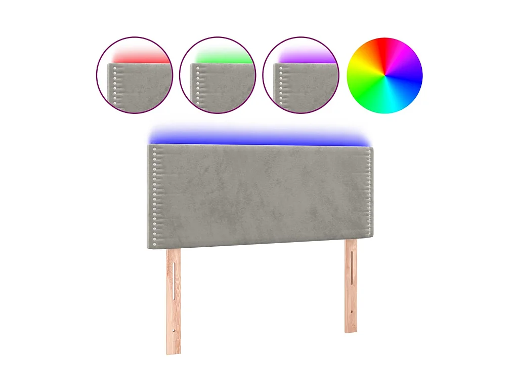 LED Kopfteil,Bettkopfteil Hellgrau 90x5x78/88 cm Samt -gkd307005
