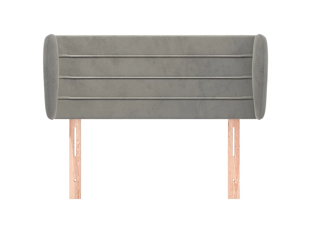 Cabeceira de cama c/ abas veludo 93x23x78/88 cm cinzento-claro PT632386