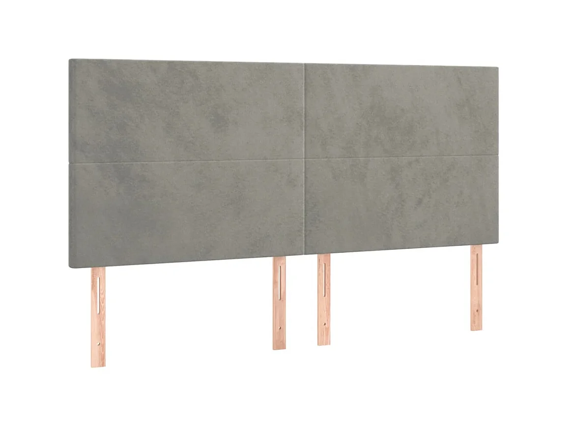 Têtes de lit 4 pcs Gris clair 100x5x78/88 cm Velours POI52799 BonneVie Meuble