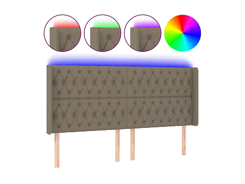 Cabecero con LED de tela gris taupe 183x16x118/128 cm ES86711