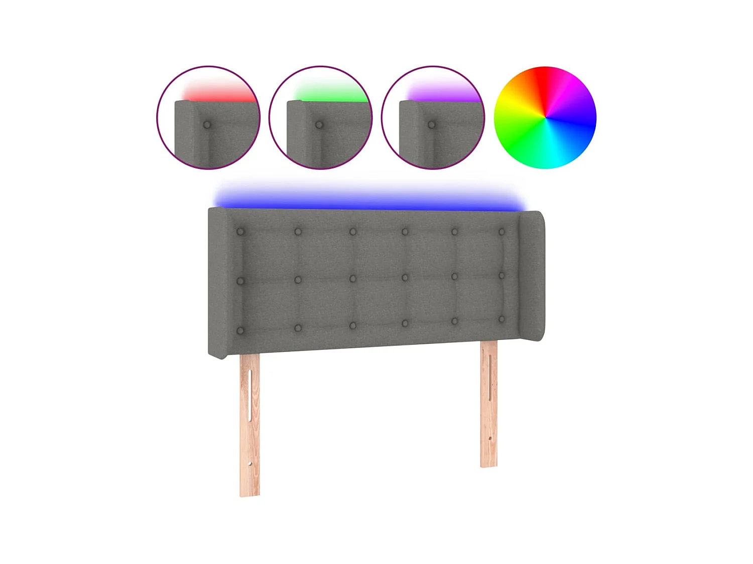 Tête de lit à LED Gris foncé 93x16x78/88 cm Tissu POI90502 BonneVie Meuble