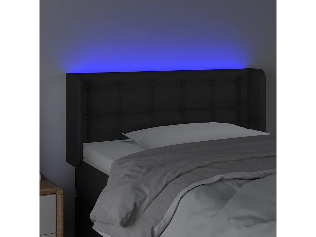 Cabeceira de cama c/ LED couro artificial 83x16x78/88 cm preto PT693727