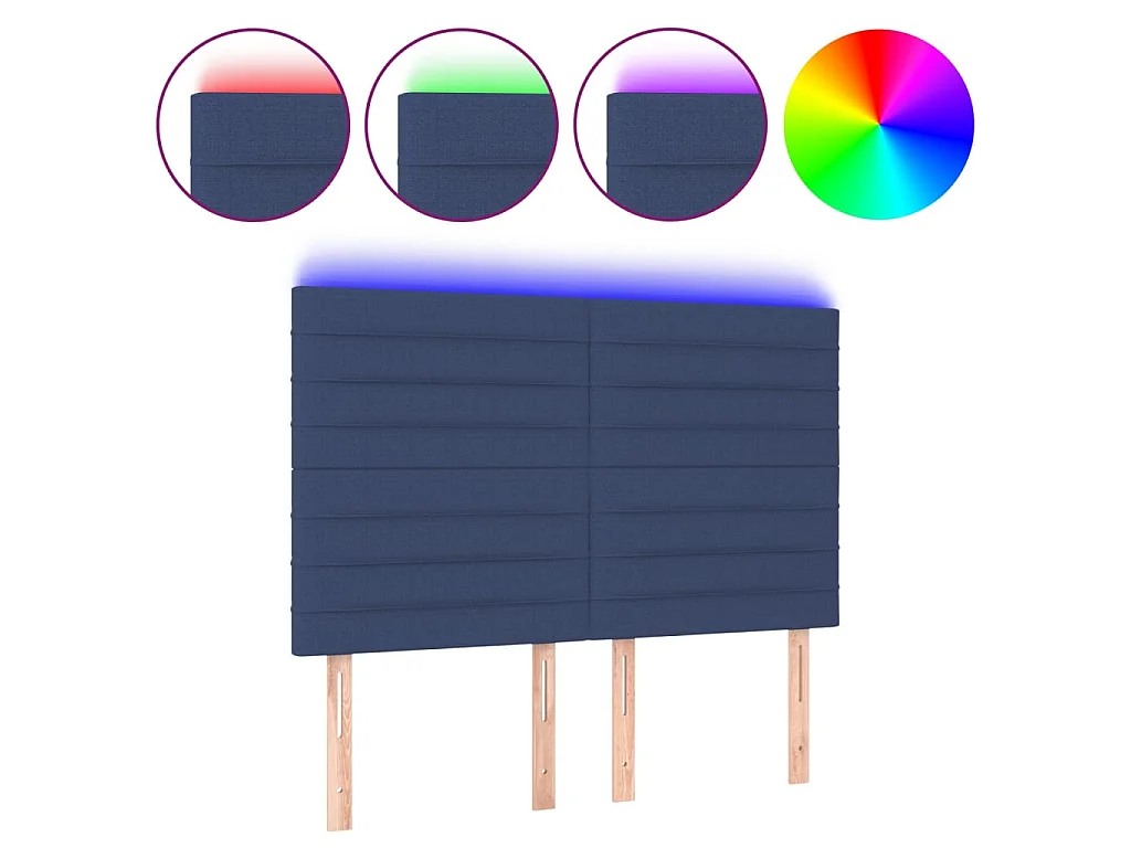 Tête de lit à LED Bleu 144x5x118/128 cm Tissu POI90562 BonneVie Meuble
