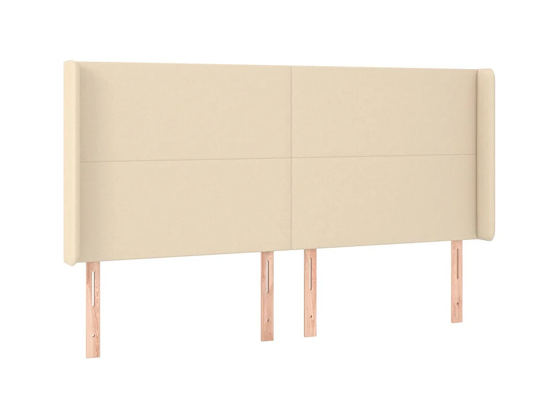 Tête de lit avec oreilles Crème 203x16x118/128 cm Tissu POI72858 BonneVie Meuble