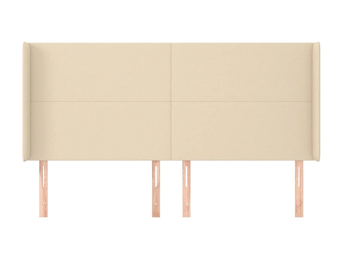 Tête de lit avec oreilles Crème 203x16x118/128 cm Tissu POI72858 BonneVie Meuble