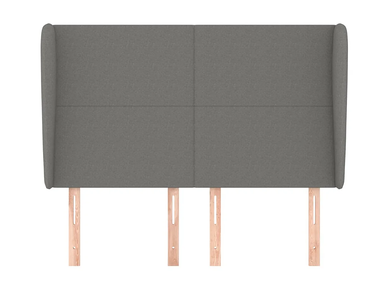 Tête de lit avec oreilles Gris foncé 147x23x118/128 cm Tissu POI74878 BonneVie Meuble