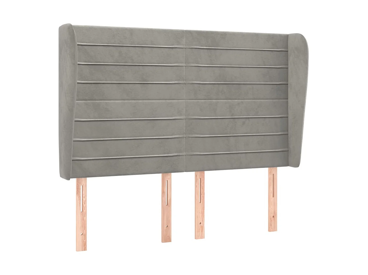 Cabecero con orejas de terciopelo gris claro 147x23x118/128 cm ES89513