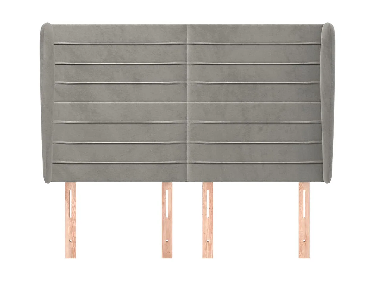 Tête de lit avec oreilles Gris clair 147x23x118/128 cm Velours POI70403 BonneVie Meuble