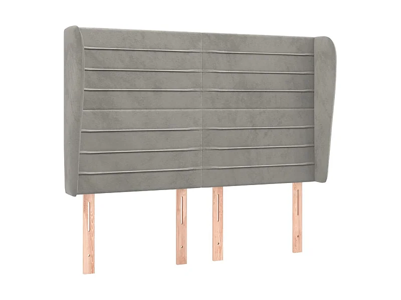 Kopfteil,Bettkopfteil mit Ohren Hellgrau 147x23x118/128 cm Samt -gkd865693