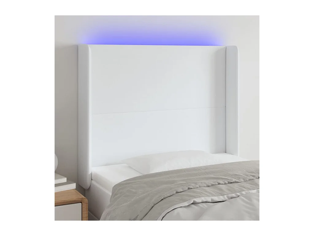 LED Kopfteil,Bettkopfteil Weiß 83x16x118/128 cm Kunstleder -gkd838924