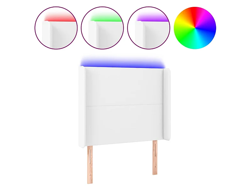 Tête de lit à LED Blanc 83x16x118/128 cm Similicuir  POI87864 BonneVie Meuble