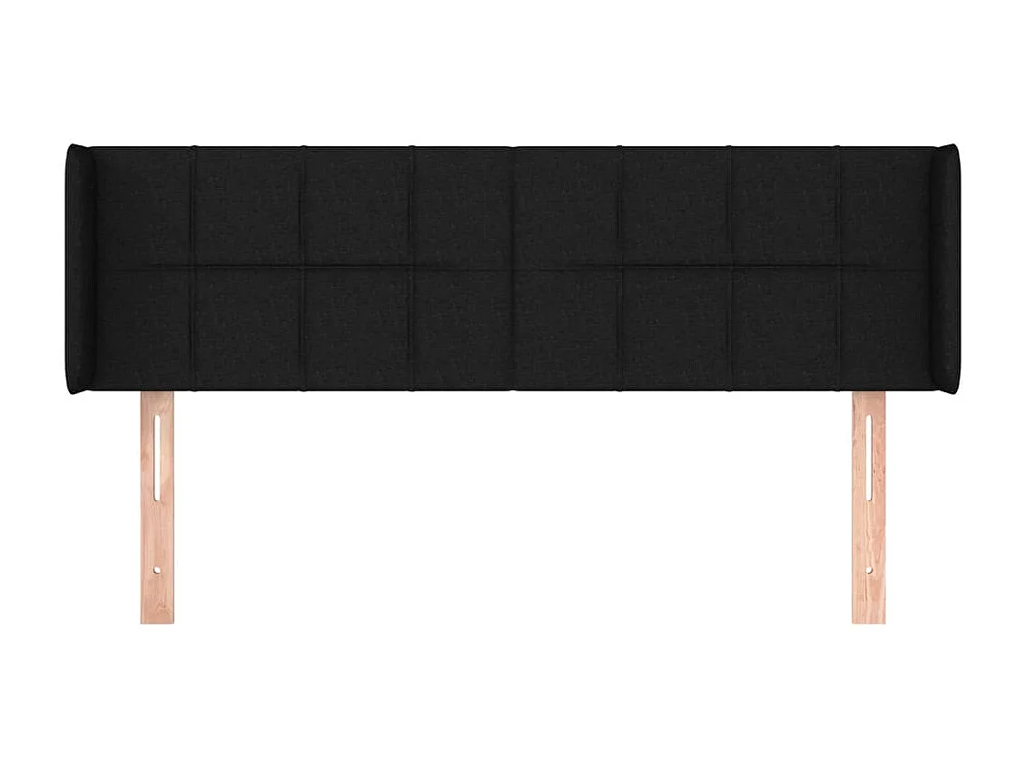 Tête de lit avec oreilles Noir 147x16x78/88 cm Tissu POI13766 BonneVie Meuble