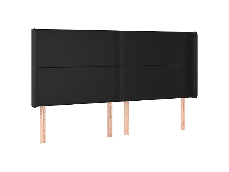 Tête de lit avec oreilles Noir 163x16x118/128 cm Similicuir POI82411 BonneVie Meuble