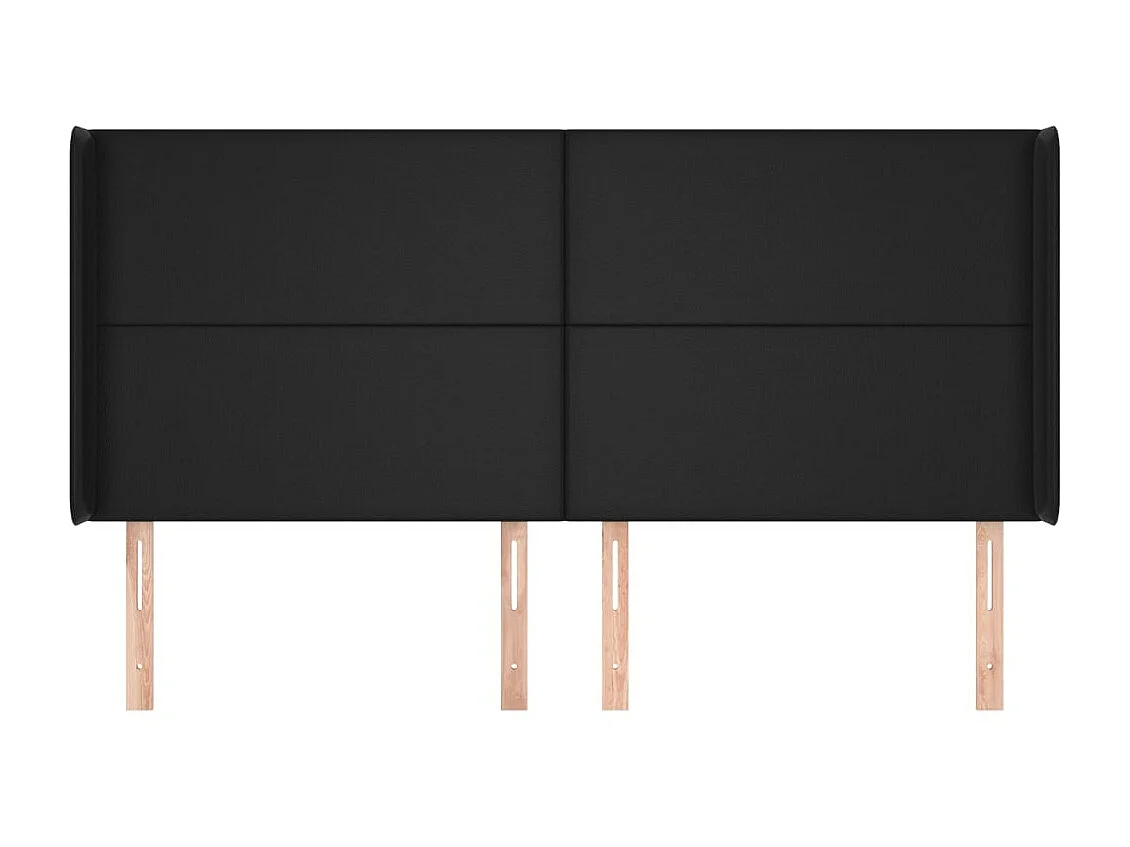 Cabecero con orejas de cuero sintético negro 163x16x118/128 cm ES49552