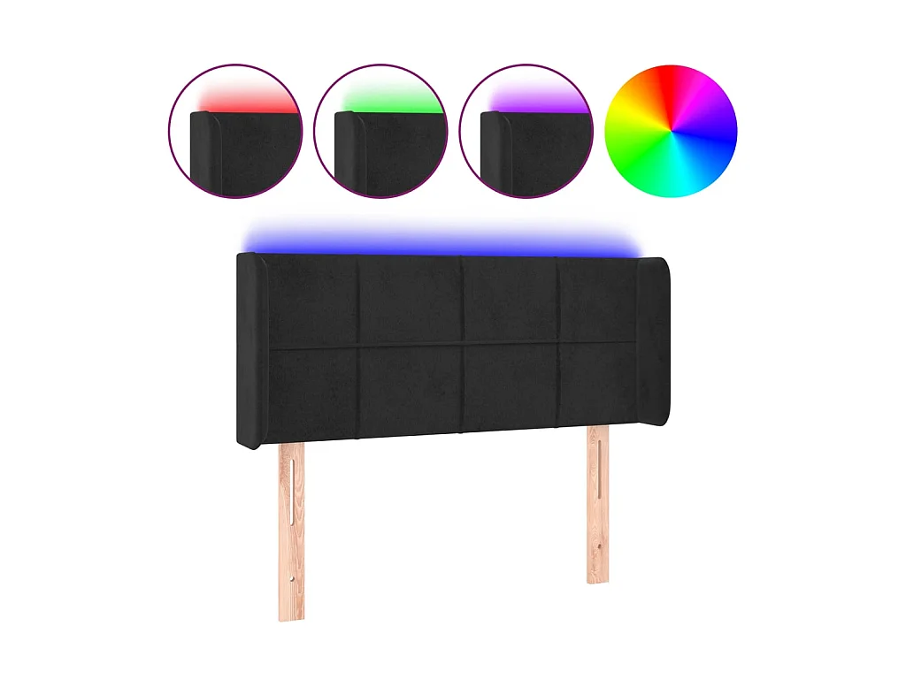 Tête de lit à LED Noir 93x16x78/88 cm Velours POI82067 BonneVie Meuble