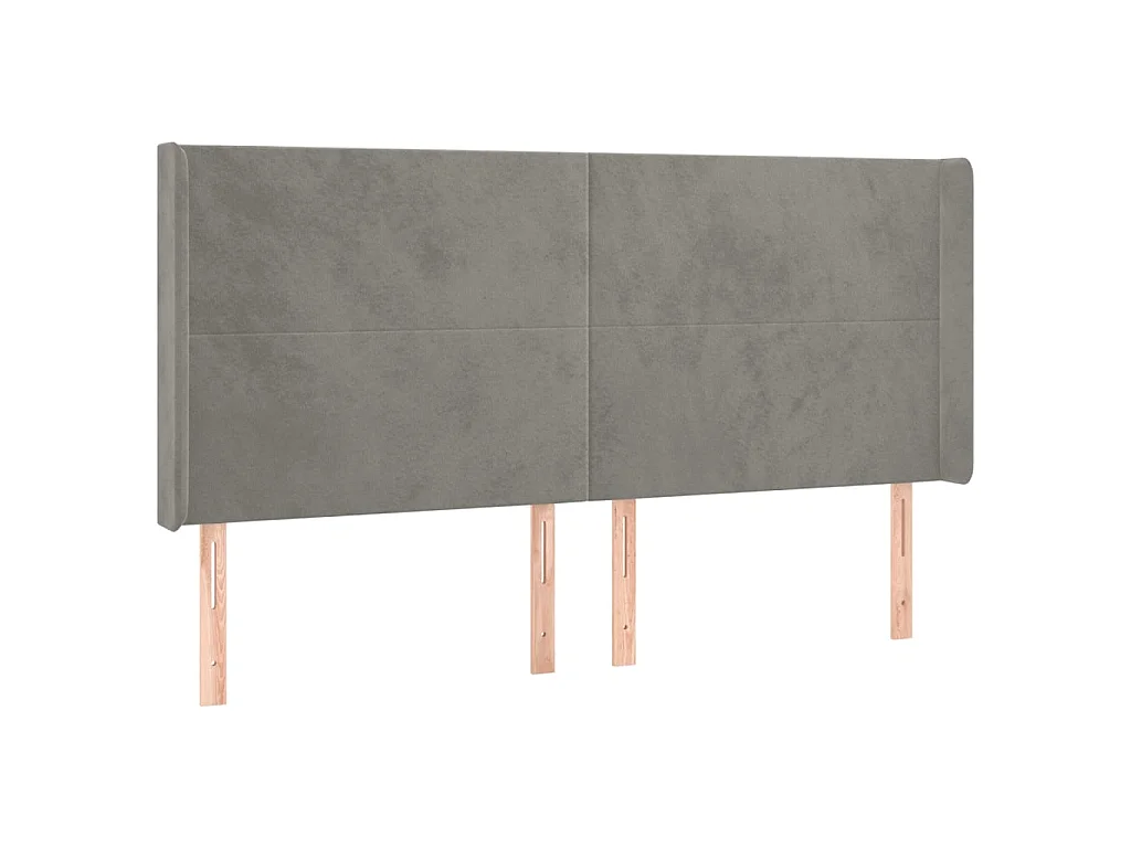 Tête de lit à LED Gris clair 203x16x118/128 cm Velours POI37250 BonneVie Meuble
