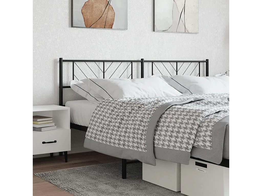 Tête de lit métal noir 200 cm POI67668 BonneVie Meuble