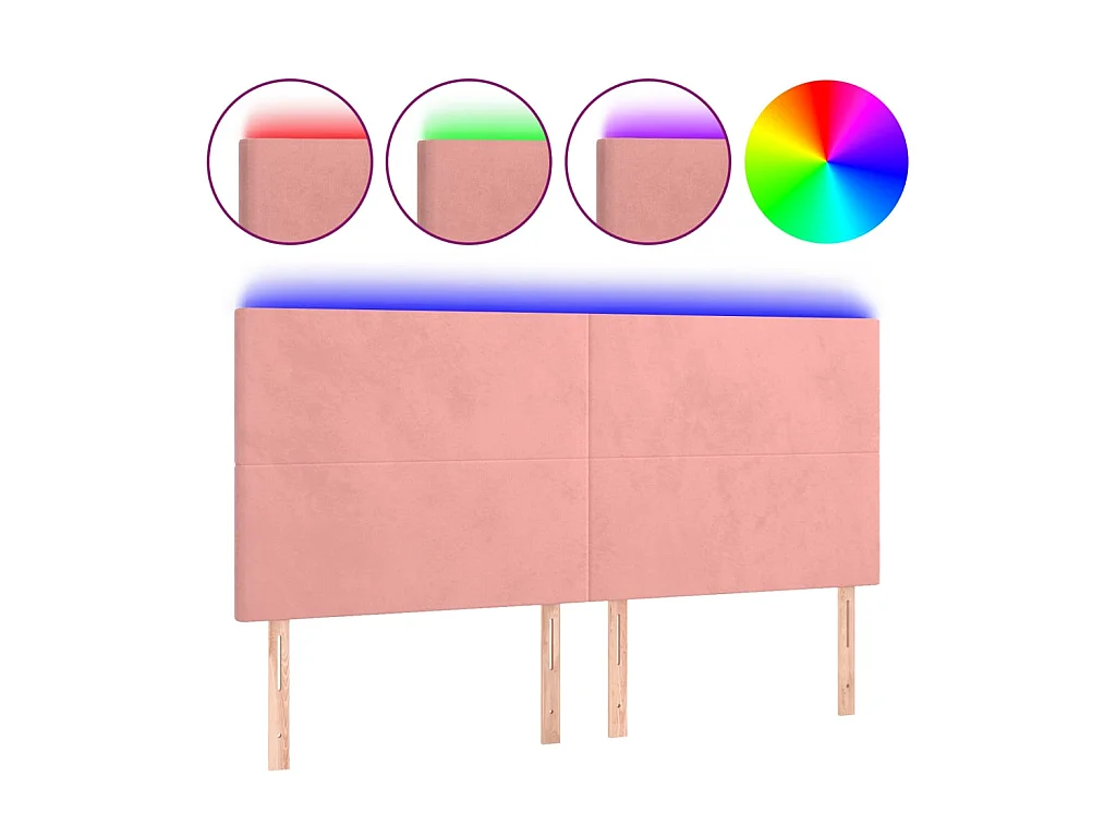 LED Kopfteil,Bettkopfteil Rosa 160x5x118/128 cm Samt -gkd830943