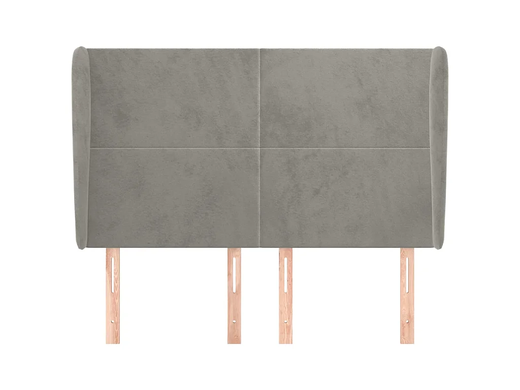 Tête de lit avec oreilles Gris clair 147x23x118/128 cm Velours POI30727 BonneVie Meuble