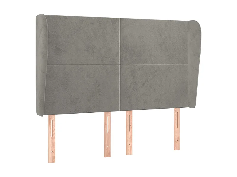 Kopfteil,Bettkopfteil mit Ohren Hellgrau 147x23x118/128 cm Samt -gkd356836