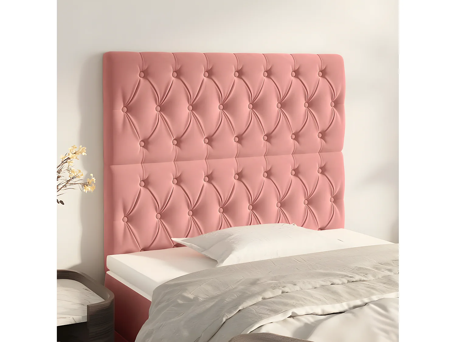2 pcs Têtes de lit Rose 90x7x78/88 cm Velours PLO10510 BonneVie Meuble