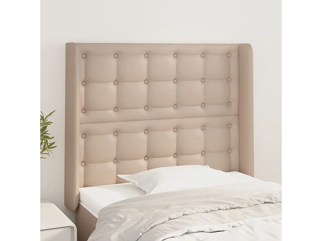 Kopfteil,Bettkopfteil mit Ohren Cappuccino-Braun 93x16x118/128 cm Kunstleder -gkd859131