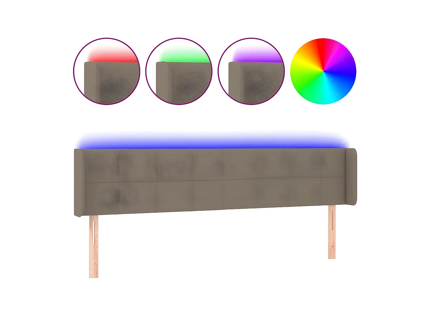 Tête de lit à LED Taupe 183x16x78/88 cm Tissu POI99641 BonneVie Meuble