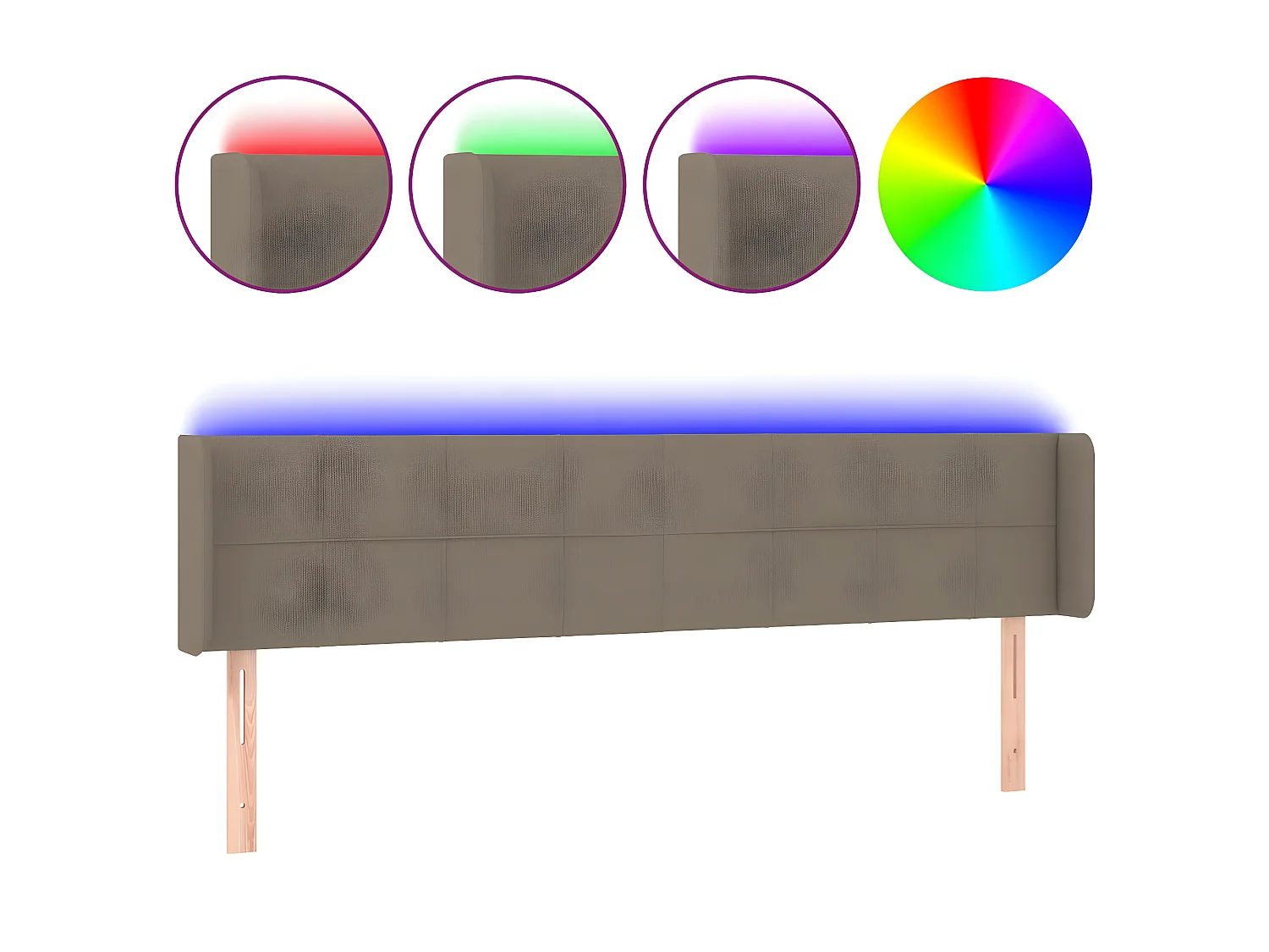 Tête de lit à LED Taupe 183x16x78/88 cm Tissu POI99641 BonneVie Meuble