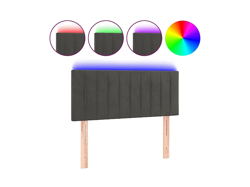 Tête de lit à LED Gris foncé 100x5x78/88 cm Velours POI87186 BonneVie Meuble