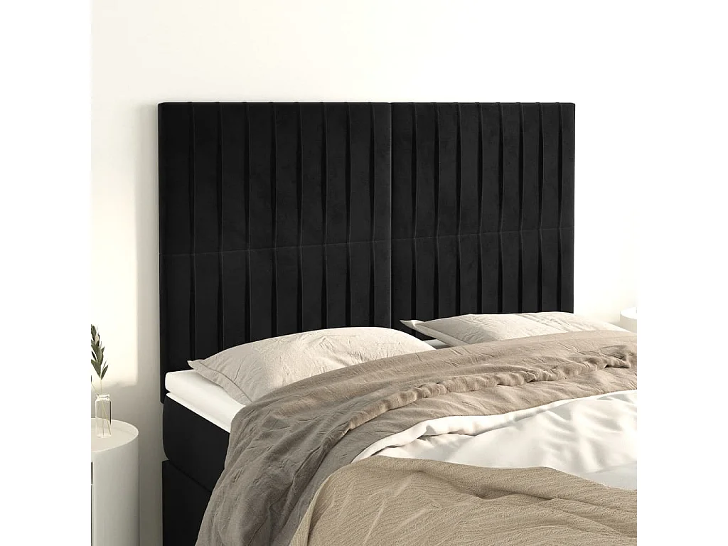 Kopfteil,Bettkopfteile 4 Stk. Schwarz 72x5x78/88 cm Samt -gkd75571