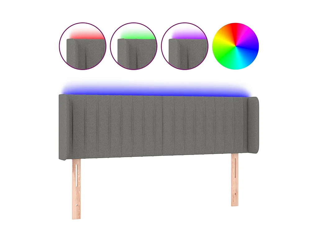 Tête de lit à LED Gris foncé 147x16x78/88 cm Tissu POI46209 BonneVie Meuble