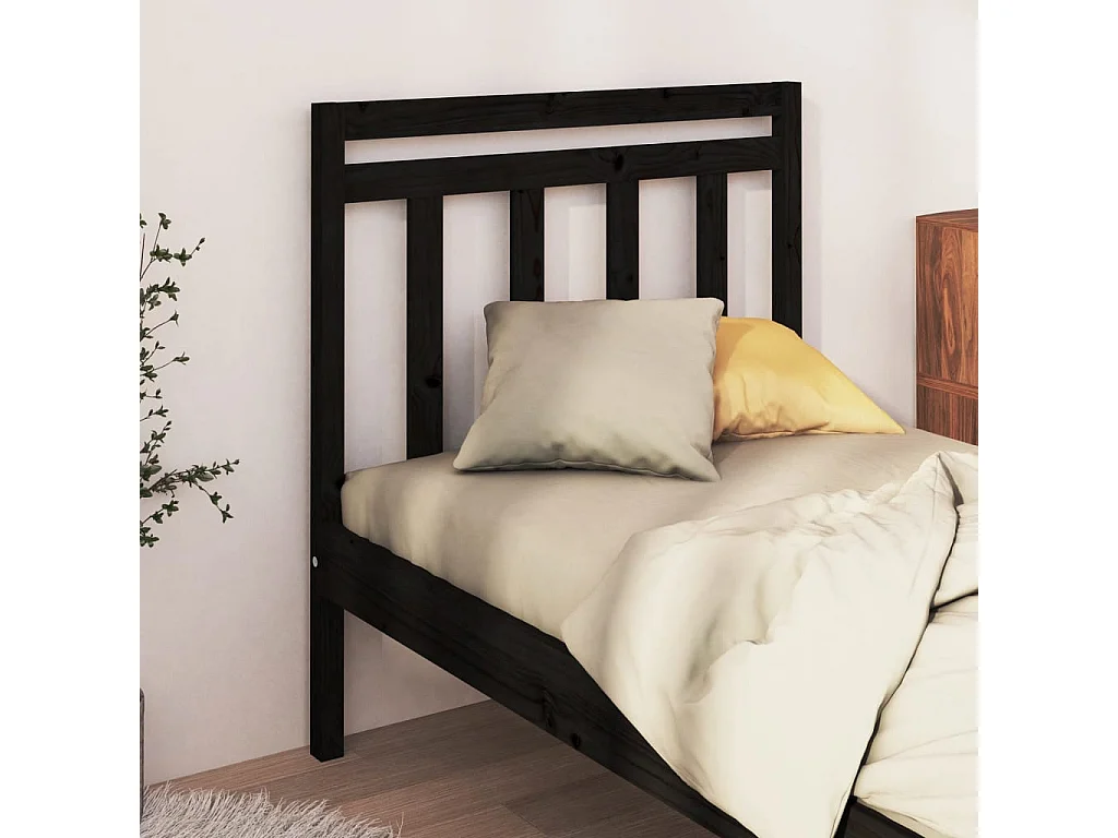 Cabeceira de cama 95x4x100 cm pinho maciço preto PT264241