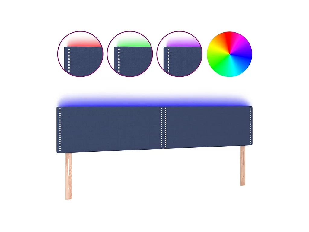 Testiera | Testata del letto a LED Blu 200x5x78/88 cm in Tessuto
