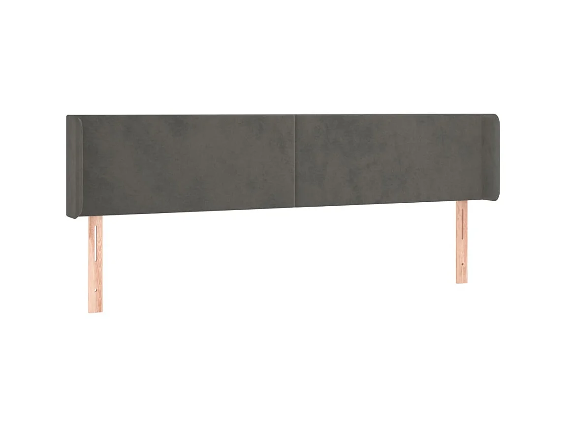 Cabeceira de cama c/ abas veludo 203x16x78/88cm cinzento-escuro PT217058